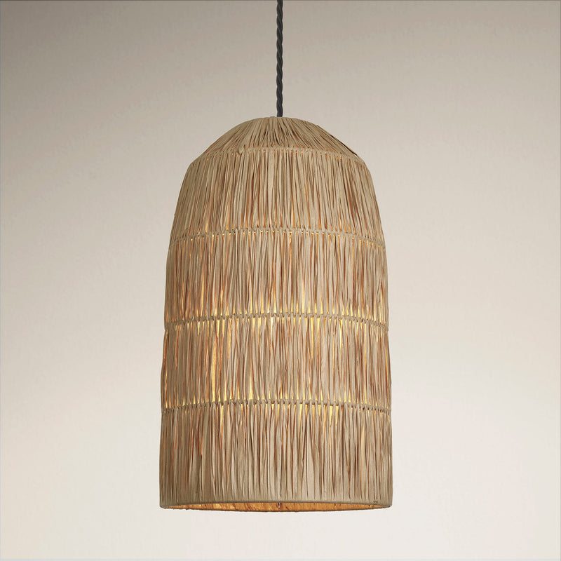 Raffia Ceiling Pendant Light - 10 inch - Cone - Natural