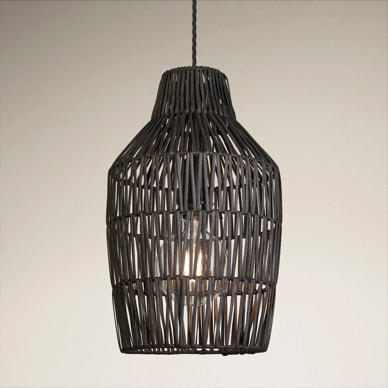 Boho Rattan Ceiling Pendant Light - 11 Inch - Vase