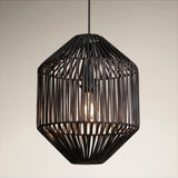 Boho Rattan Ceiling Pendant Light - 12 Inch - Diamond
