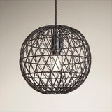 Coastal Rattan Ceiling Pendant Light - 12 inch - Globe