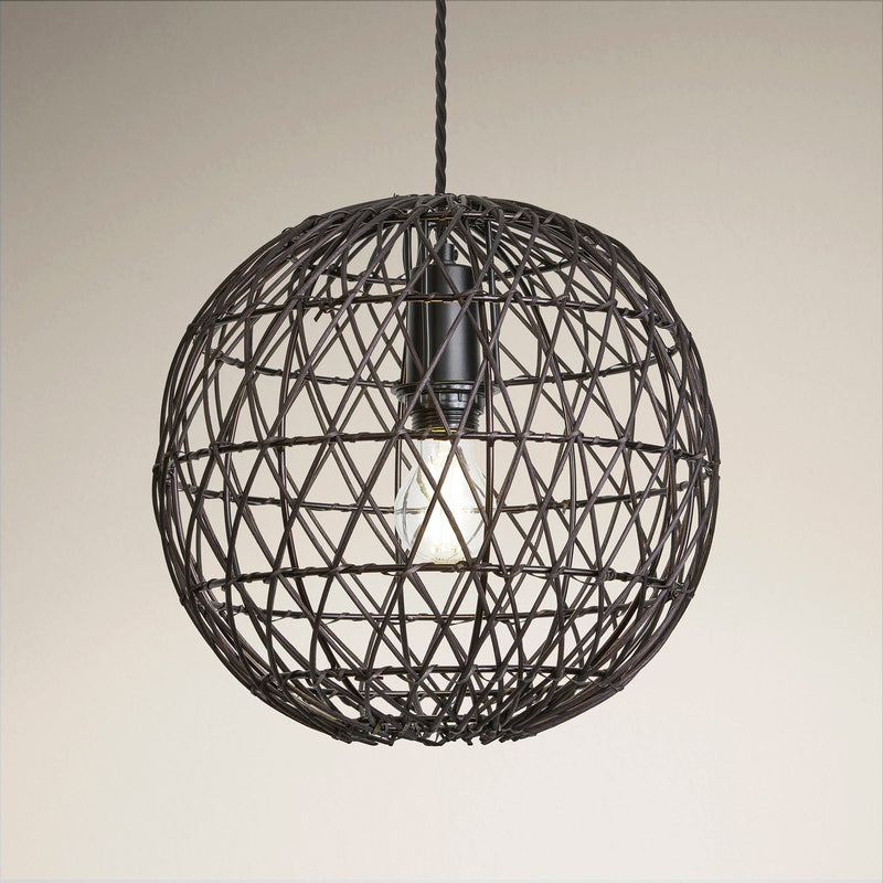 Coastal Rattan Ceiling Pendant Light - 12 inch - Globe