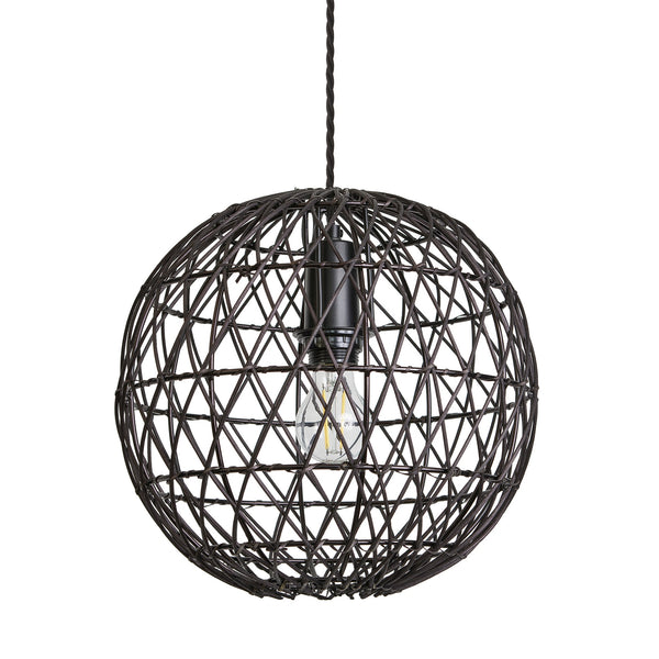 Coastal Rattan Ceiling Pendant Light - 12 inch - Globe