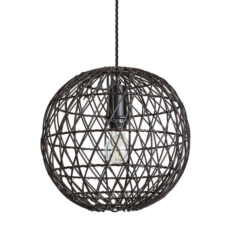 Coastal Rattan Ceiling Pendant Light - 12 inch - Globe