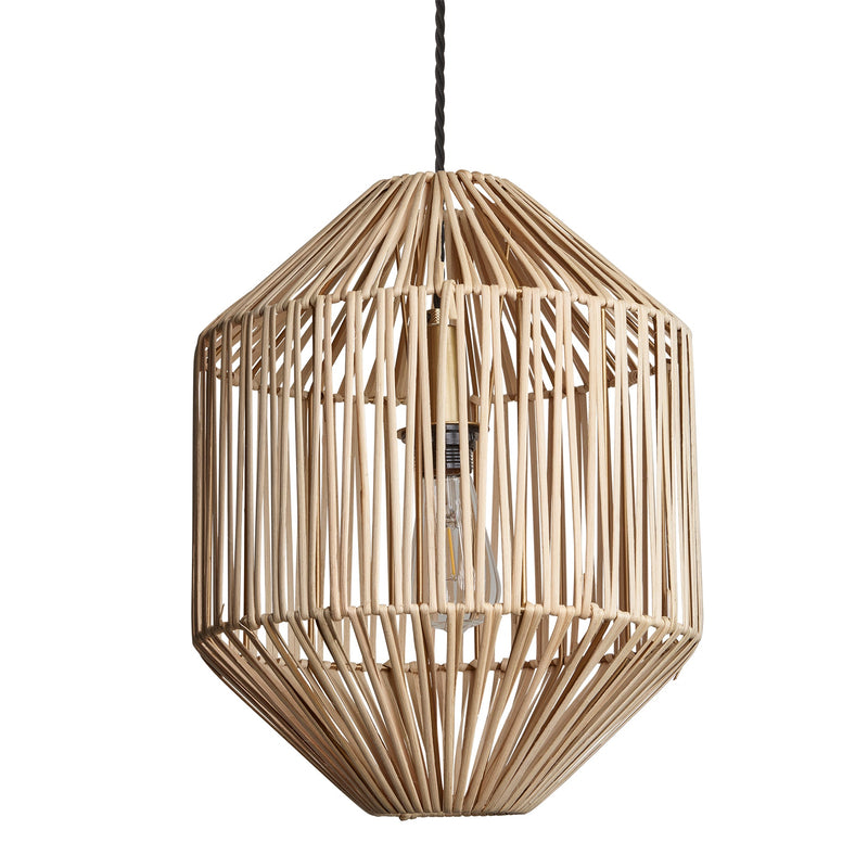 Boho Rattan Ceiling Pendant Light - 12 Inch - Diamond