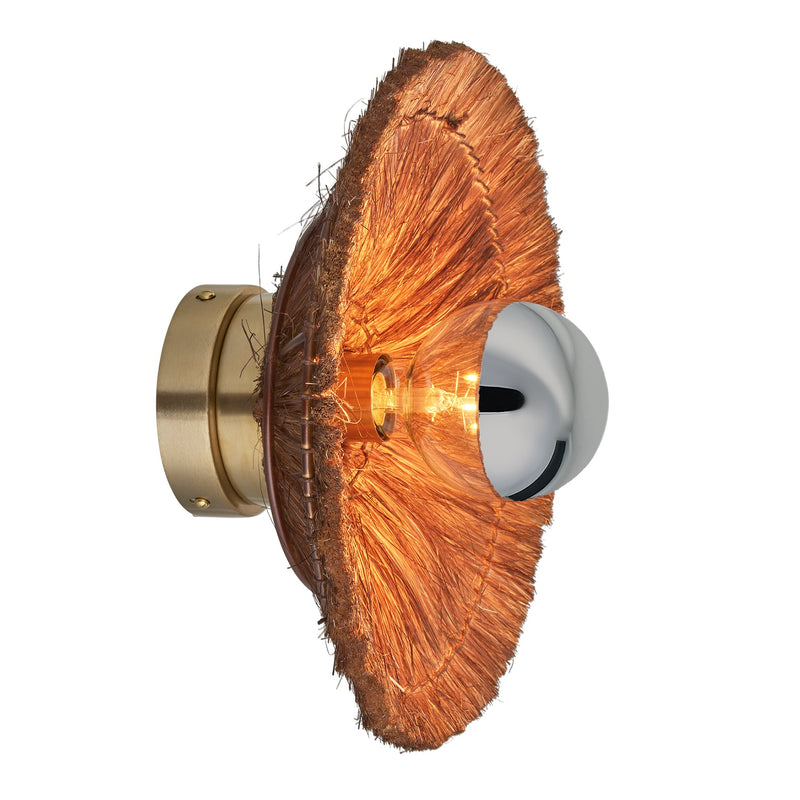 Moonj Natural Grass Round Wall Light Flush Mount - Brown