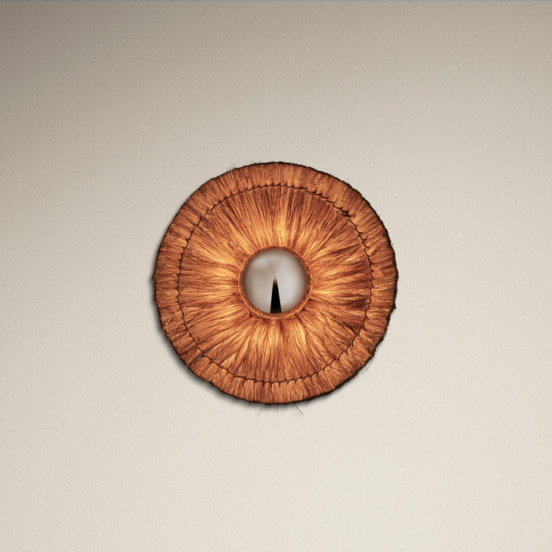 Moonj Natural Grass Round Wall Light Flush Mount - Brown