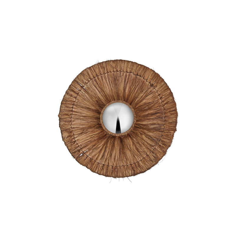 Moonj Natural Grass Round Wall Light Flush Mount - Brown