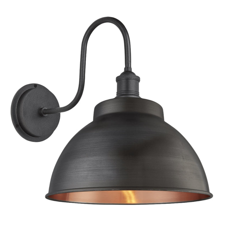 Swan Neck Outdoor & Bathroom Dome Wall Light - 13 Inch