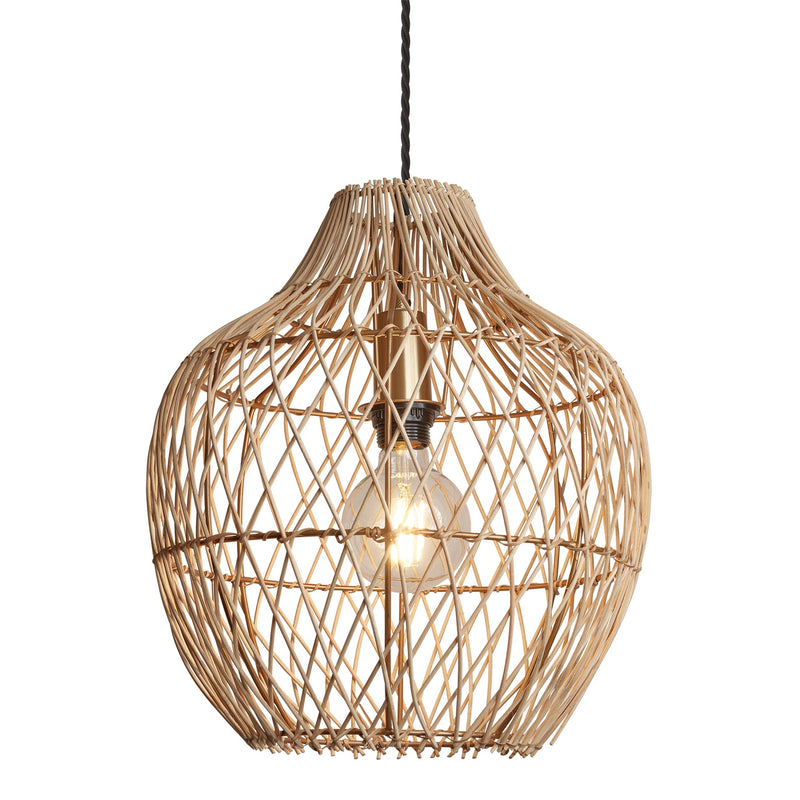 Coastal Rattan Ceiling Pendant Light - 14 inch - Pear