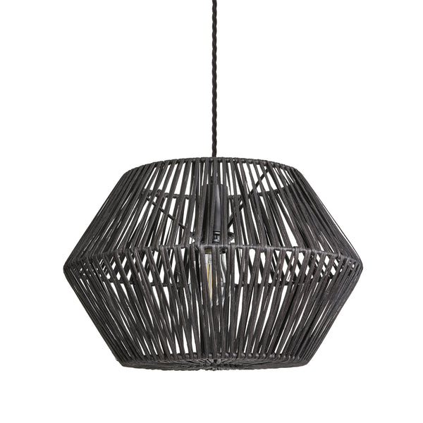 Boho Rattan Ceiling Pendant Light - 15 Inch - Hex