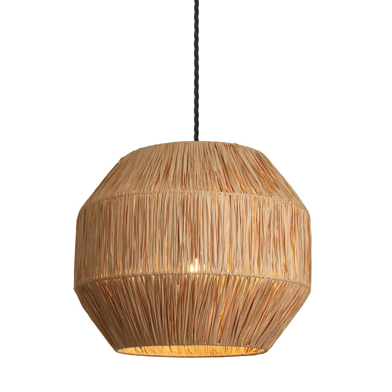 Raffia Ceiling Pendant Light - 16 inch - Globe - Natural