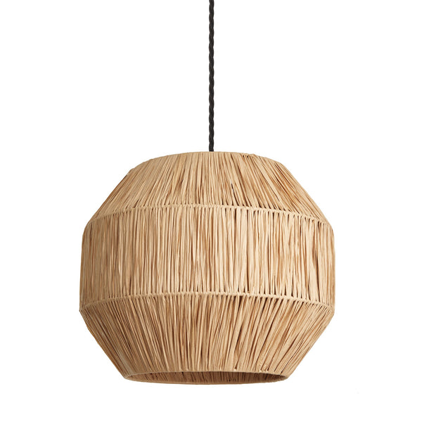 Raffia Ceiling Pendant Light - 16 inch - Globe - Natural