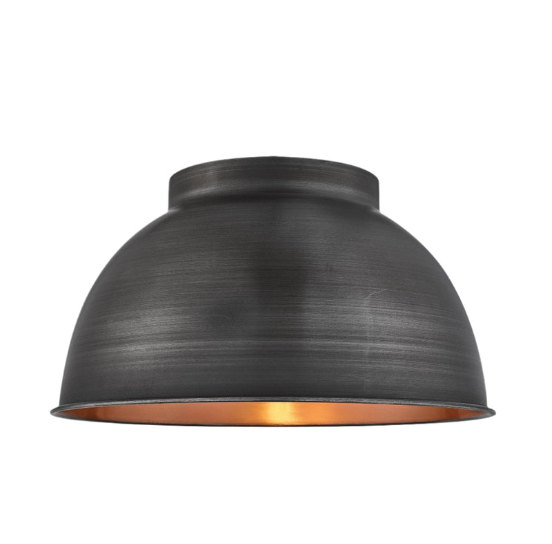 Brooklyn Outdoor & Bathroom Dome Flush Mount - 17 Inch - Pewter & Copper