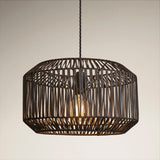 Boho Rattan Ceiling Pendant - 18 Inch - Drum