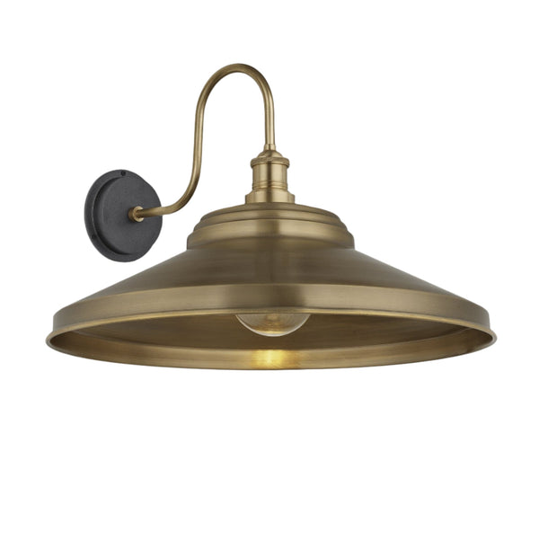 Swan Neck Outdoor & Bathroom Giant Step Wall Light - 18 Inch - Brass