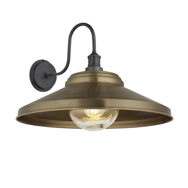 Swan Neck Outdoor & Bathroom Giant Step Wall Light - 18 Inch - Brass