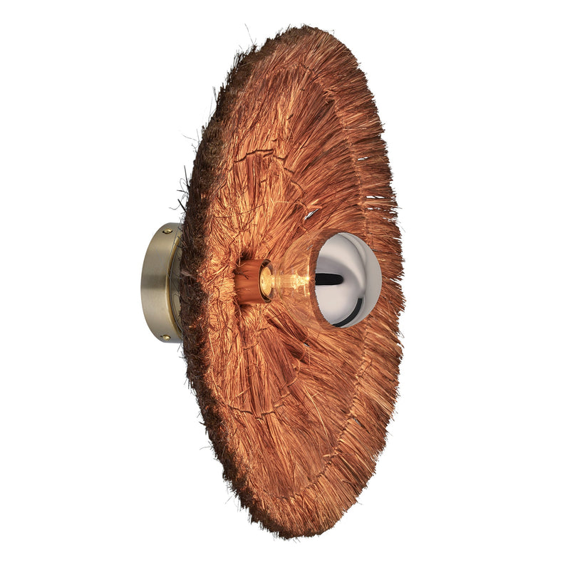 Moonj Natural Grass Round Wall Light Flush Mount - Brown