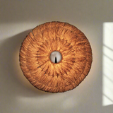 Moonj Natural Grass Round Wall Light Flush Mount - Brown
