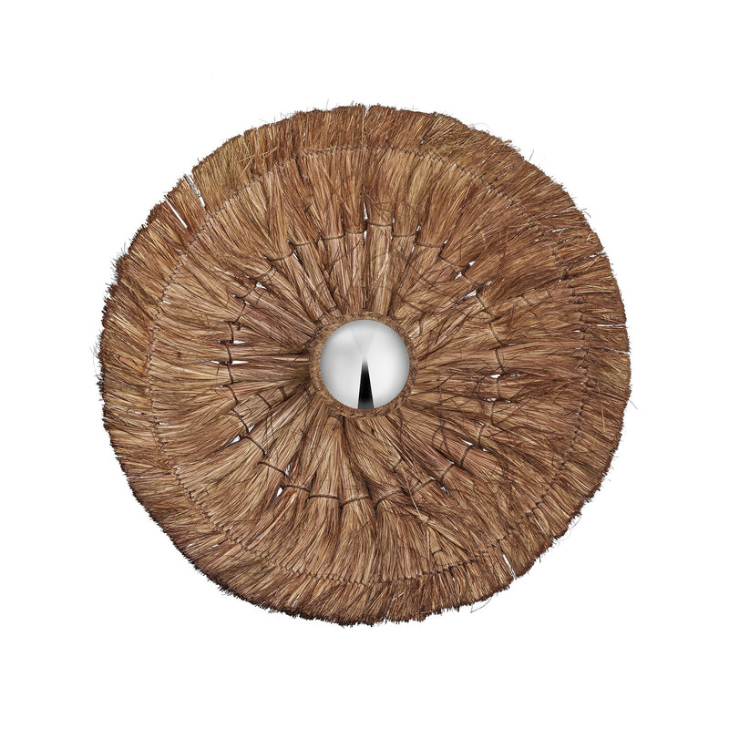 Moonj Natural Grass Round Wall Light Flush Mount - Brown