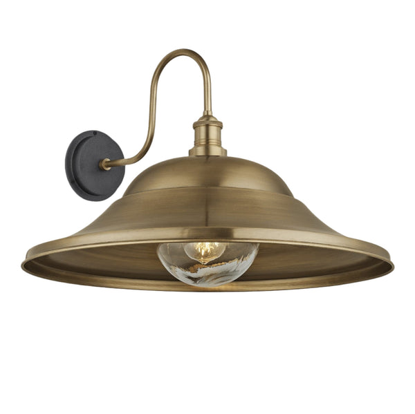 Swan Neck Outdoor & Bathroom Giant Hat Wall Light - 21 Inch – Brass