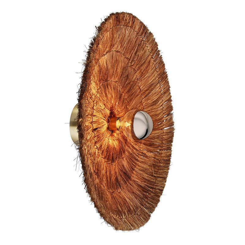 Moonj Natural Grass Round Wall Light Flush Mount - Brown