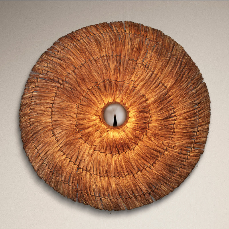 Moonj Natural Grass Round Wall Light Flush Mount - Brown