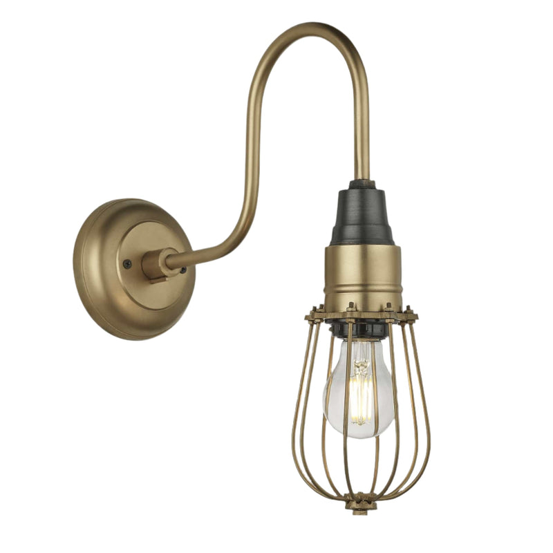Swan Neck Wire Cage Wall Light - 4 Inch