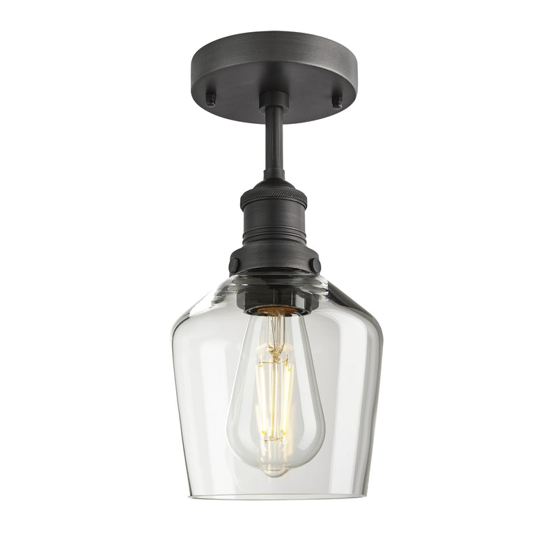Brooklyn Glass Schoolhouse Semi Flush Mount - 5.5 Inch