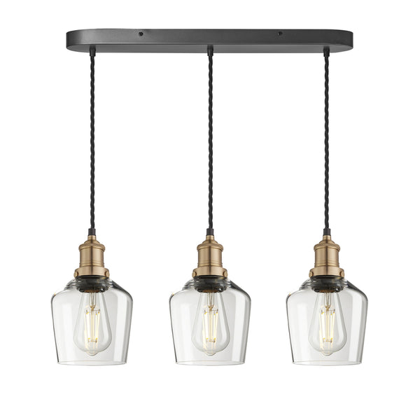 Brooklyn Glass Schoolhouse 3 Wire Cluster Lights - 5.5 Inch