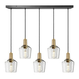 Sleek Glass Schoolhouse 5 Wire Cluster Lights - 5.5 inch - Clear