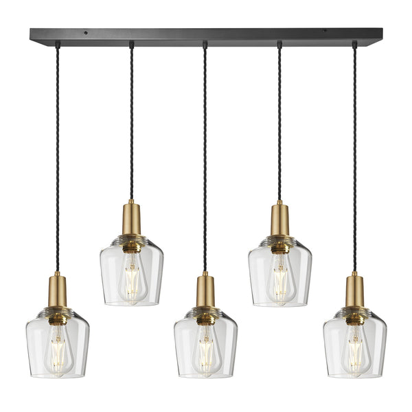 Sleek Glass Schoolhouse 5 Wire Cluster Lights - 5.5 inch - Clear