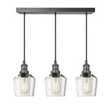 Brooklyn Glass Schoolhouse 3 Wire Cluster Lights - 5.5 Inch