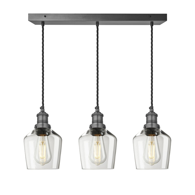 Brooklyn Glass Schoolhouse 3 Wire Cluster Lights - 5.5 Inch