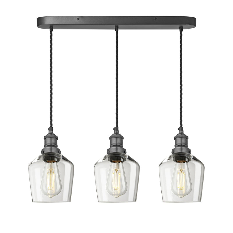 Brooklyn Glass Schoolhouse 3 Wire Cluster Lights - 5.5 Inch