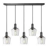 Sleek Glass Schoolhouse 5 Wire Cluster Lights - 5.5 inch - Clear