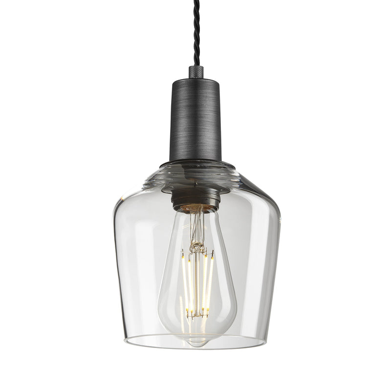 Sleek Smoked Glass Schoolhouse Pendant - 5.5 Inch