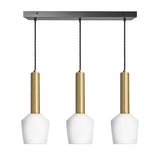 Sleek Cylinder Opal Glass Schoolhouse 3 Wire Oval Cluster Lights - 5.5 inch - White