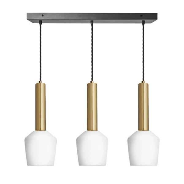 Sleek Cylinder Opal Glass Schoolhouse 3 Wire Oval Cluster Lights - 5.5 inch - White