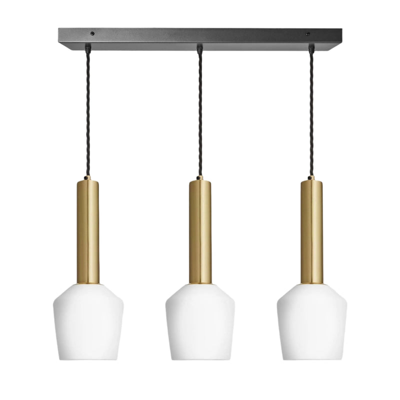 Sleek Cylinder Opal Glass Schoolhouse 3 Wire Oval Cluster Lights - 5.5 inch - White