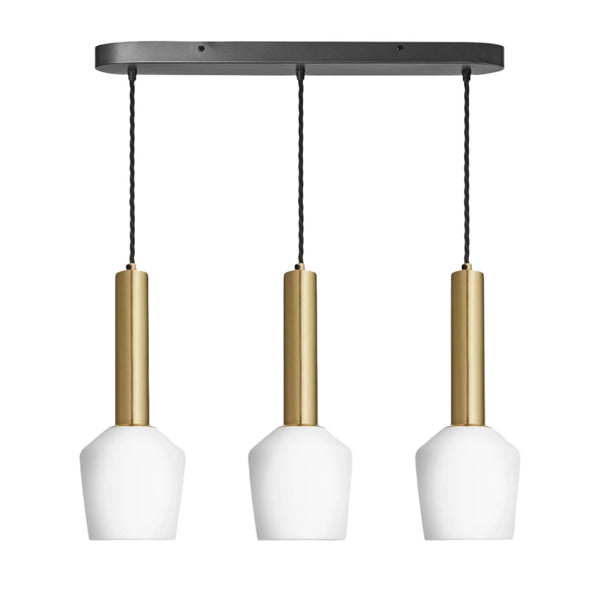 Sleek Cylinder Opal Glass Schoolhouse 3 Wire Oval Cluster Lights - 5.5 inch - White