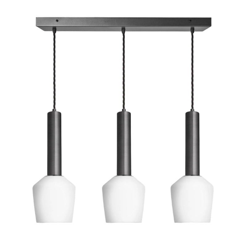 Sleek Cylinder Opal Glass Schoolhouse 3 Wire Oval Cluster Lights - 5.5 inch - White