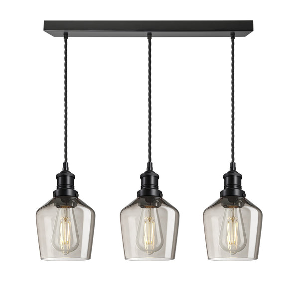 Brooklyn Glass Schoolhouse 3 Wire Cluster Lights - 5.5 Inch