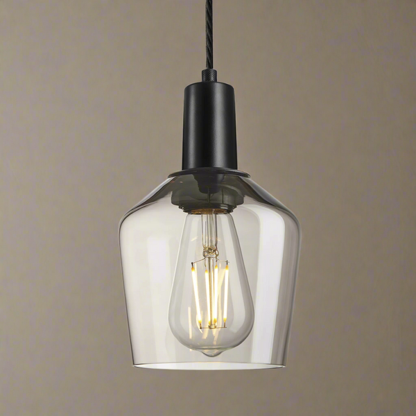 Sleek Smoked Glass Schoolhouse Pendant - 5.5 Inch