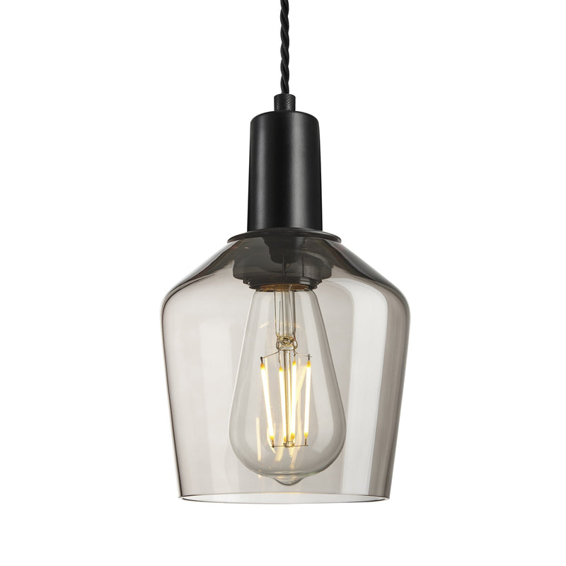 Sleek Smoked Glass Schoolhouse Pendant - 5.5 Inch