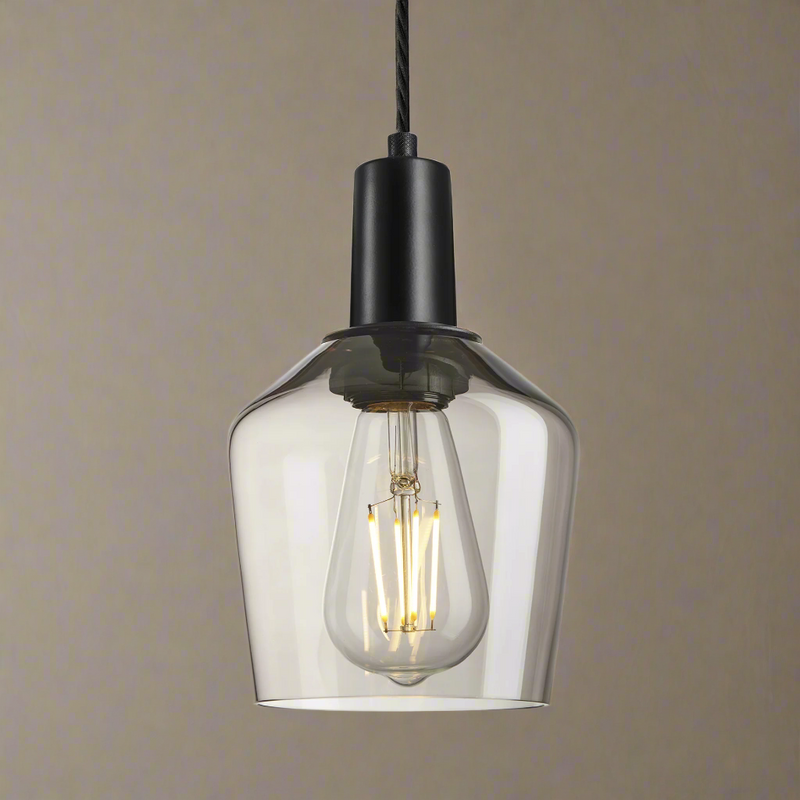 Sleek Smoked Glass Schoolhouse Pendant - 5.5 Inch