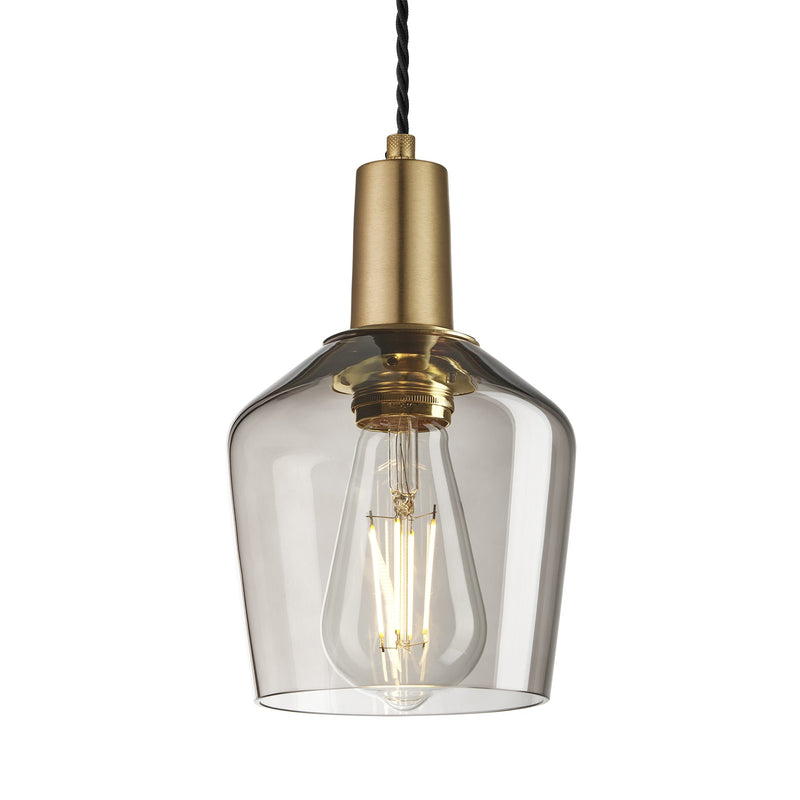Sleek Smoked Glass Schoolhouse Pendant - 5.5 Inch