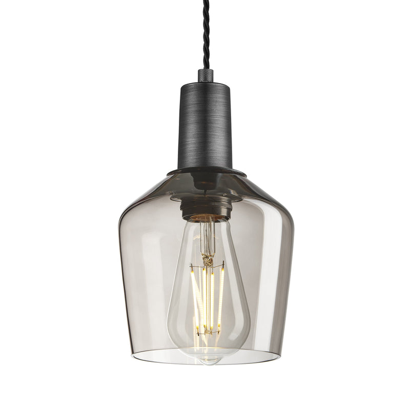 Sleek Smoked Glass Schoolhouse Pendant - 5.5 Inch