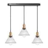 Brooklyn Glass Funnel 3 Wire Cluster Lights - 7 inch
