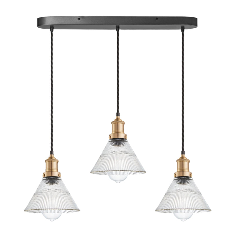 Brooklyn Glass Funnel 3 Wire Cluster Lights - 7 inch