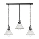 Brooklyn Glass Funnel 3 Wire Cluster Lights - 7 inch